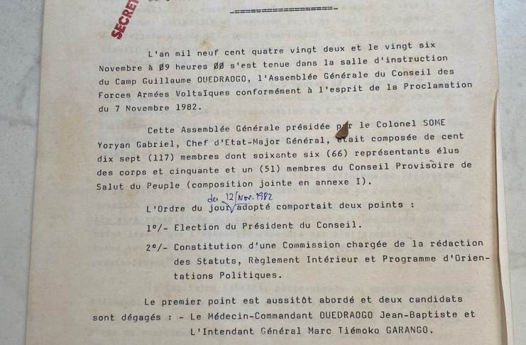 Procès Verbal de l’assemblée générale du Conseil du Salut du Peuple du 21 au 26 novembre 1982